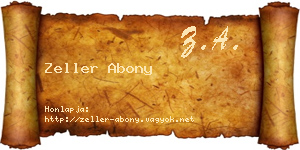 Zeller Abony névjegykártya
